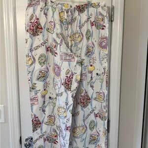 Nick & Nora White Party Print Pajama Pants with Multicolor Accents